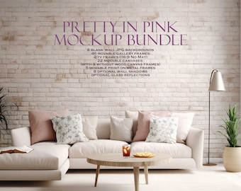 Valentines Day Pink Frame Mockup Bundle (10), Pretty in Pink, Wall Art Mockup, Blank Wall Mockup, Canvas, Interior Mockup, JPG PSD PNG