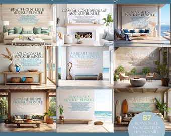 Beach House Frame Mockup Mega Bundle (PSD, PNG)