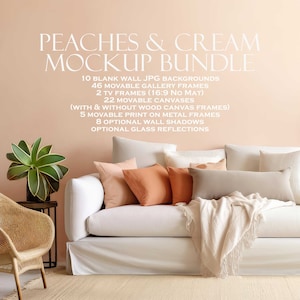 Farmhouse Frame Mockup Bundle (10), Peaches & Cream, Blank Wall Mockup, Cottage Frame Mockup, Wall Art Mockup, Art Frame Mockup, PSD JPG PNG