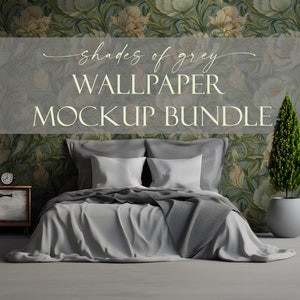 Wallpaper Mockup Bundle (10) | Empty Wall Mockup, Blank Wall Mockup, Shades of Grey, Dark Room Mockup | PSD Smart Object | Mural Mockup PSD