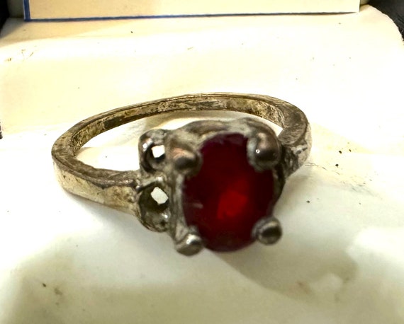 Ladies Ruby Ring Size 5.5 Sterling Silver 925 - image 1