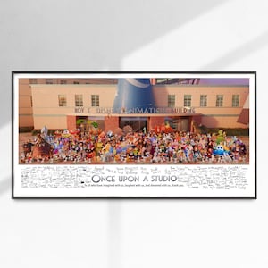 Panoramic Once upon a studio signed group photo print, perfect animation print for a fan or collector for stylish home and movie lovers
