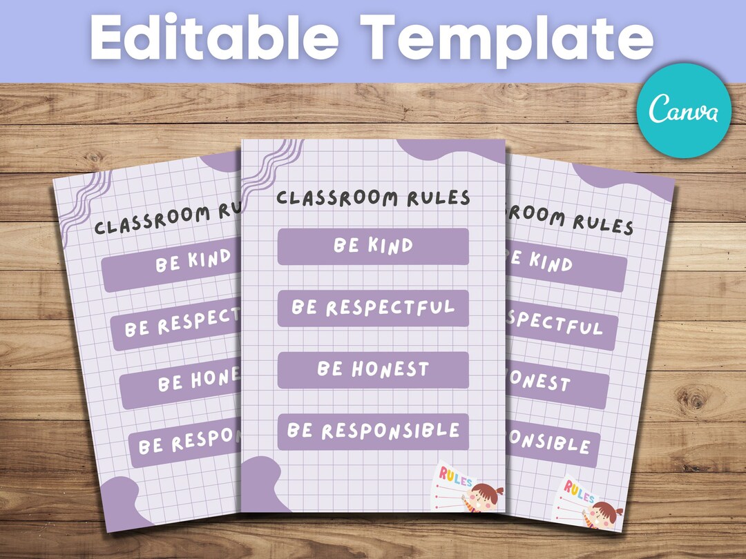 EDITABLE Classroom Rules Posters Printable Bulletin Board - Etsy Canada