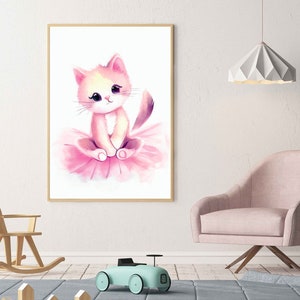 Kids Wall Decor, Children&#39;s Wall Art, Kitten Room Decor, Kitten Print Set, Nursery Decor, Girls Bedroom Wall Art, Nursery Wall Art,