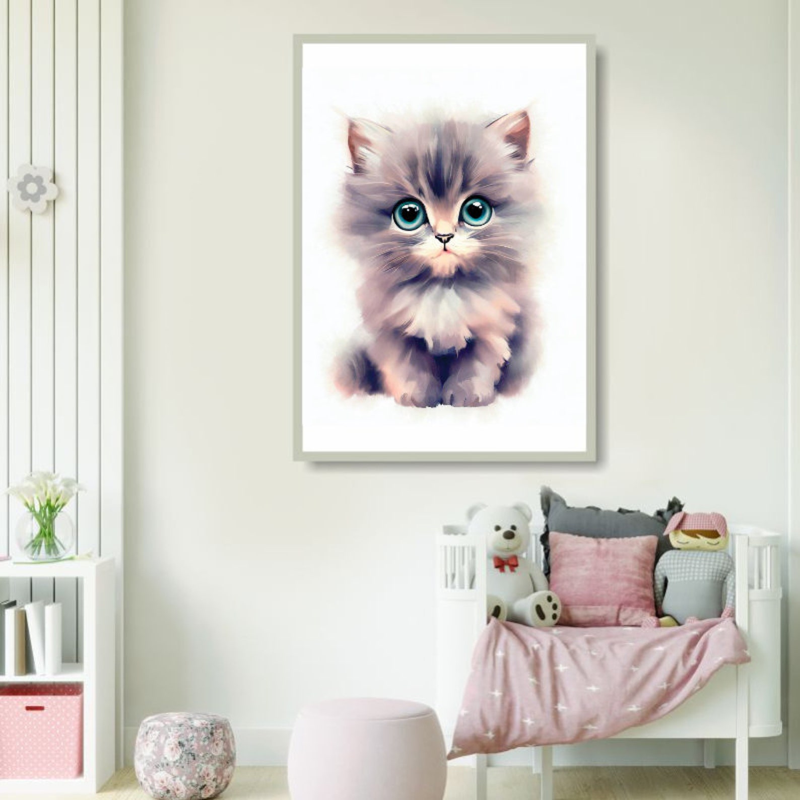 Set of 3 Cute Kitten Printable Nursery Wall Art Cat Nursery Decor ...