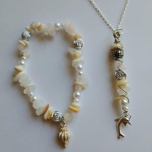 Ocean Grace, Shell And Quartz Jewellery Set, Bracelet And Necklace