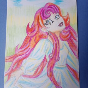 Ela é uma querida, arte original A5, esboço a lápis desenhado à mão