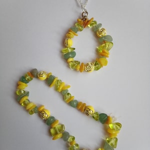 Lemon And Lime Delight, sieradenset, armband en ketting, echte edelstenen