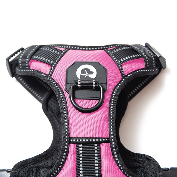 PINK Reinforced Dog Harness for Walking & Training. Fully Adjustable and Reflective.