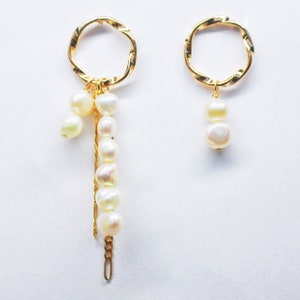 Handmade Irregular Design Pearl Drop Earrings - Asymmetrical Dangle Statement Jewelry