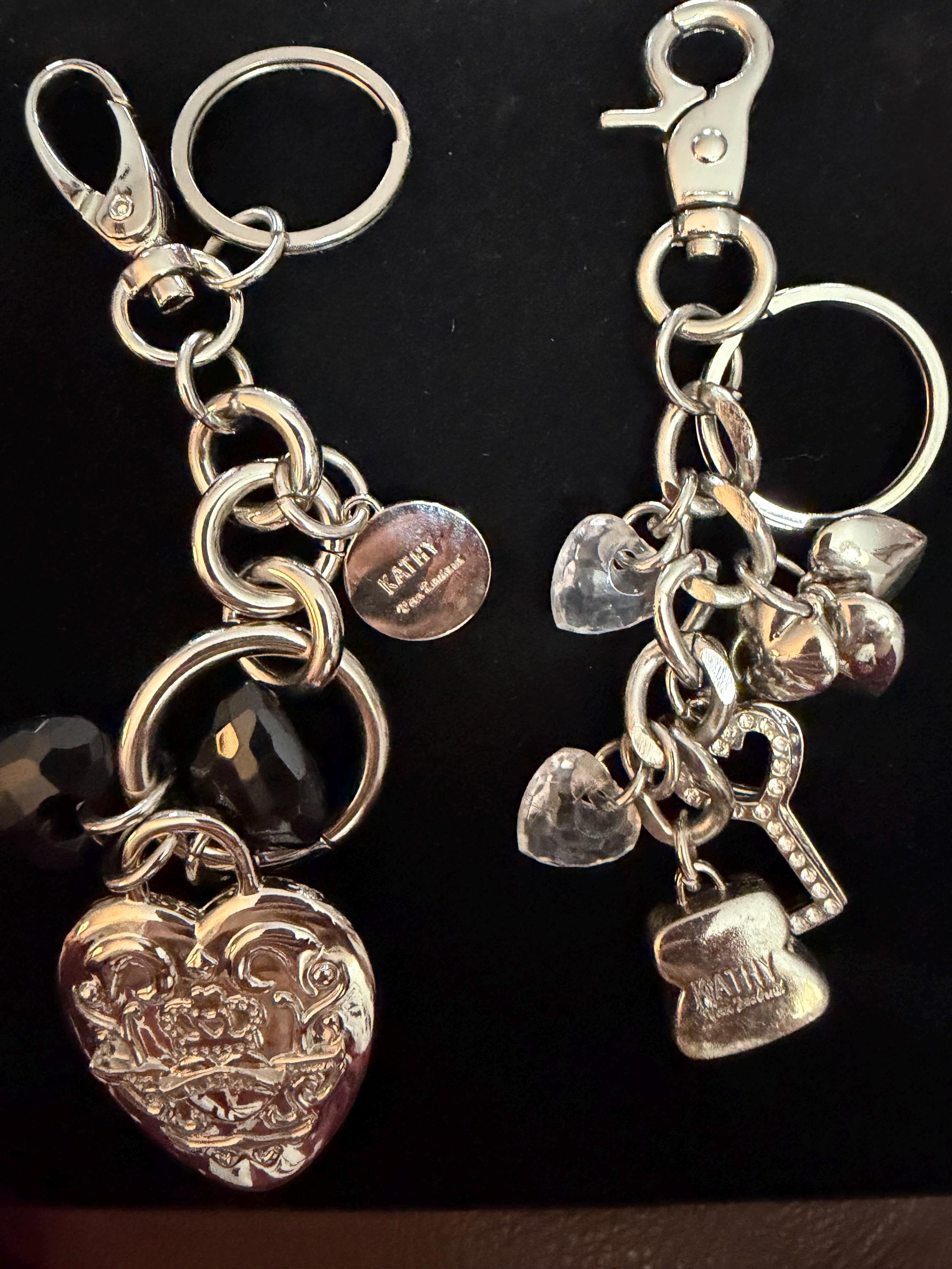 Kathy Van Zeeland Charm Keychain Lot – Heart & Crown Rhinestone