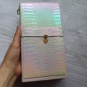 Crocodile Leather Notebook, Vegan Leather Travelers Notebook, Leather Fauxdori Notebook, Leather Planner Cover, Standard Size