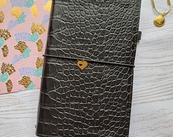 Agenda de piel vegana de cocodrilo, cuaderno de viaje, A5, A6