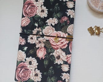 Diario de tela con tapa dura, cuaderno de viaje floral, diferentes tamaños, agenda recargable