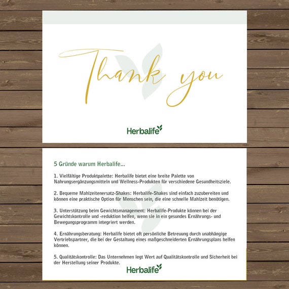 Herbalife Thank You Business Card German Digital File Download Etsy