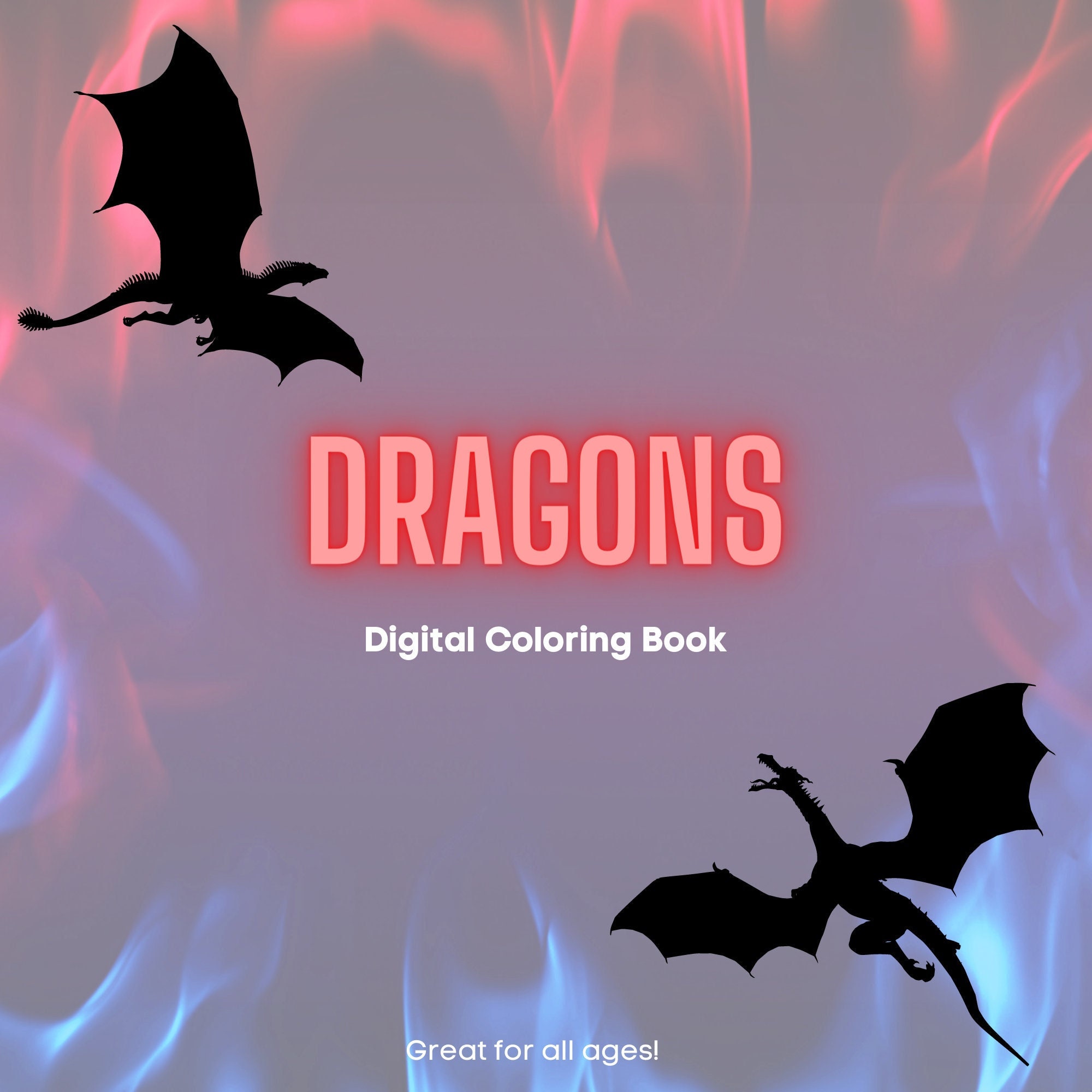 Digital Cat Coloring Book, Adult Coloring Book, Kid Coloring Book