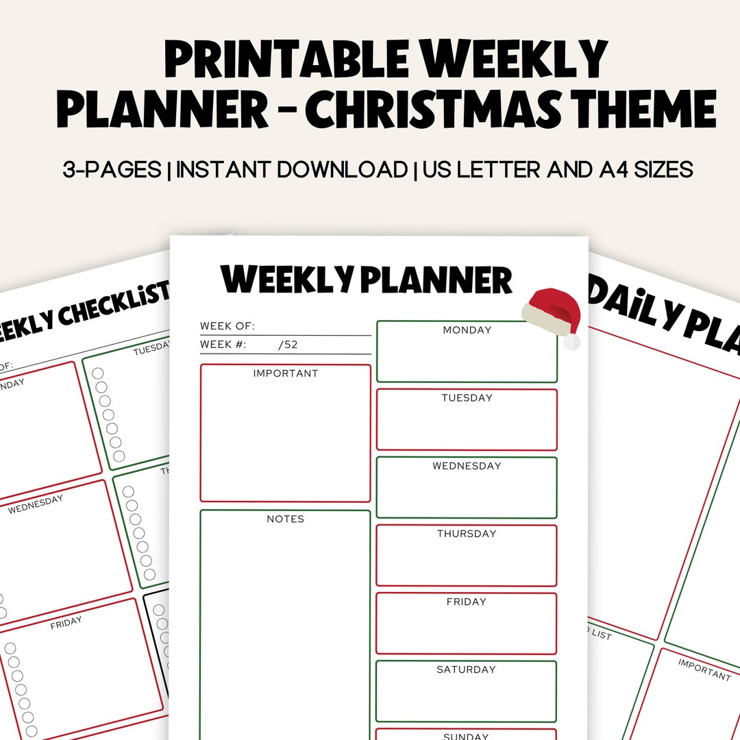 Christmas Weekly Planner Printable, Christmas Planner, Printable Weekly ...
