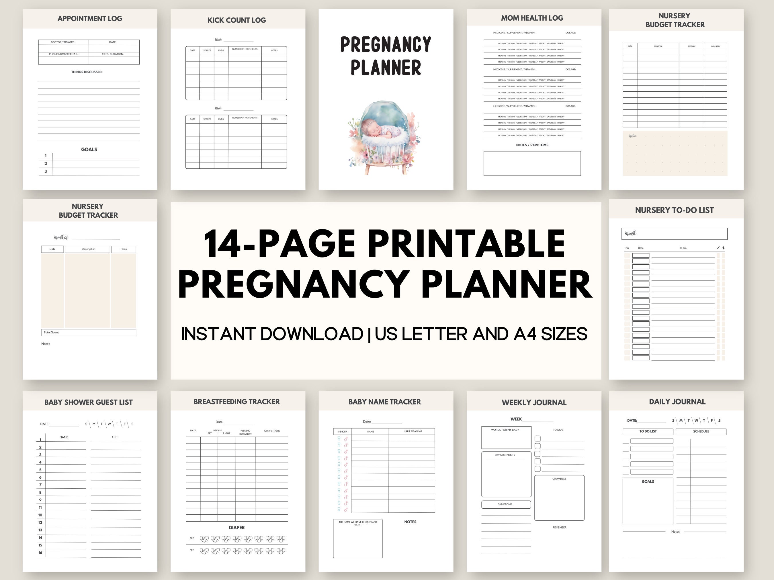 Printable Pregnancy Planner Baby Planning Organizer Maternity Planner ...