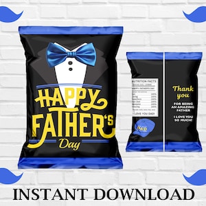 Bolsa de papas fritas para el Día del Padre, no editable, Bolsa de papas fritas para el Día del Padre, Feliz Día del Padre, Descarga instantánea