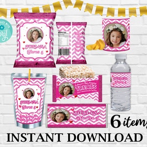 Doll Party Bundle, Doll Birthday Set, Editable Doll Party Bundle, Doll Party 6 items Bundle labels, Doll Party Templates, Instant Download