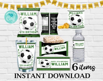 Fußball-Geburtstags-Party-Bundle: Bearbeitbare Etiketten (Instant Download)