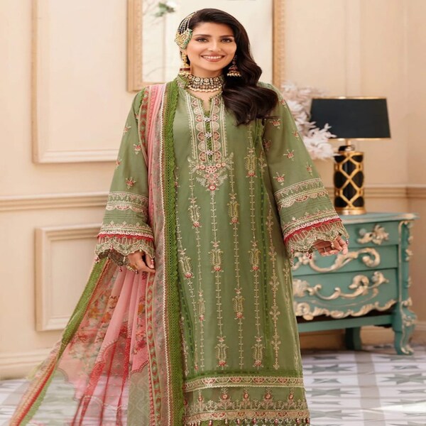 Beautiful Designer Salwar Kameez Palazzo Suits Embroidery Handmade Work Pakistani Eid Ramzan Special Party Wear Shalwar Kameez Dupatta Dress