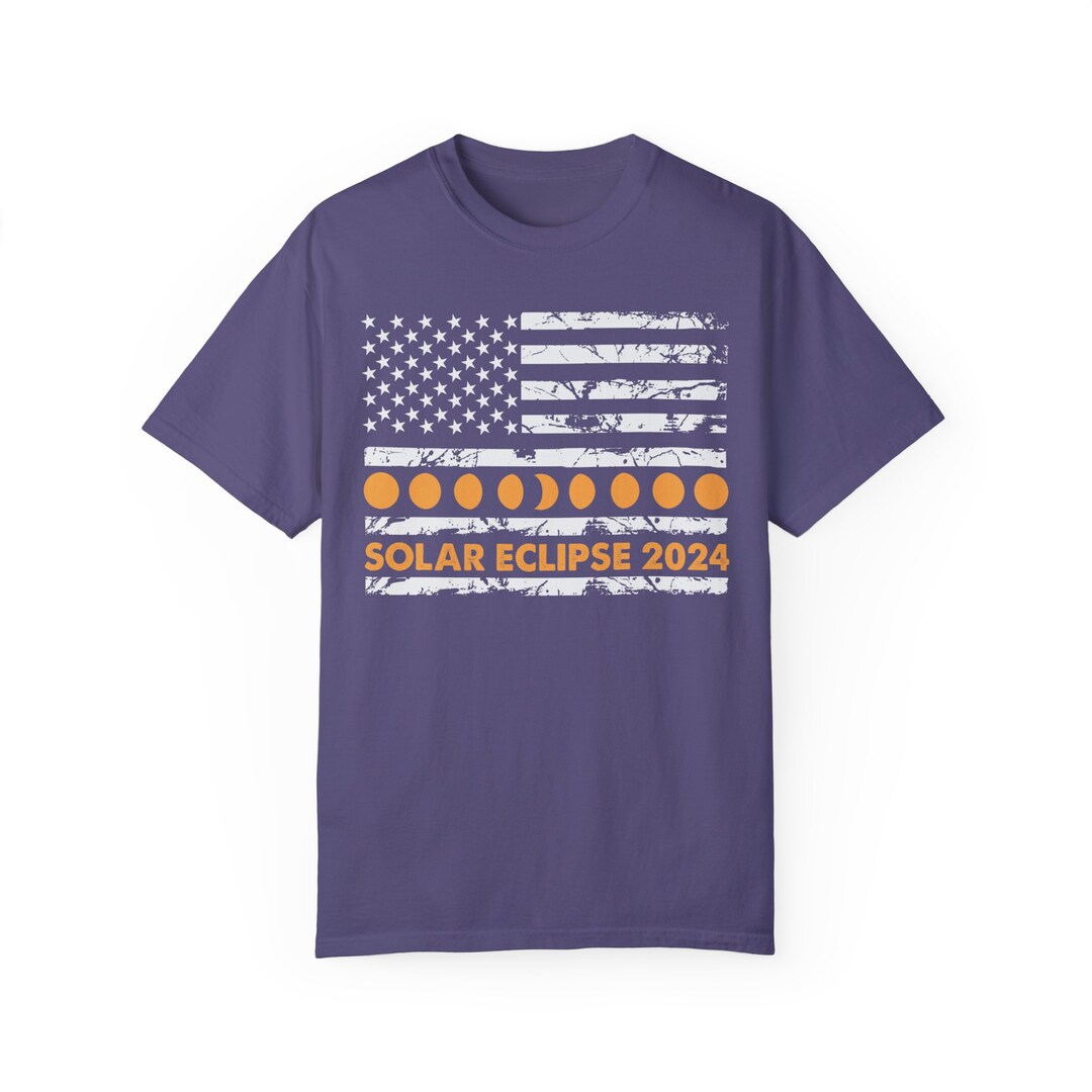American Flag Total Eclipse Lunar 2024 Unisex T Shirt Comfort Colors