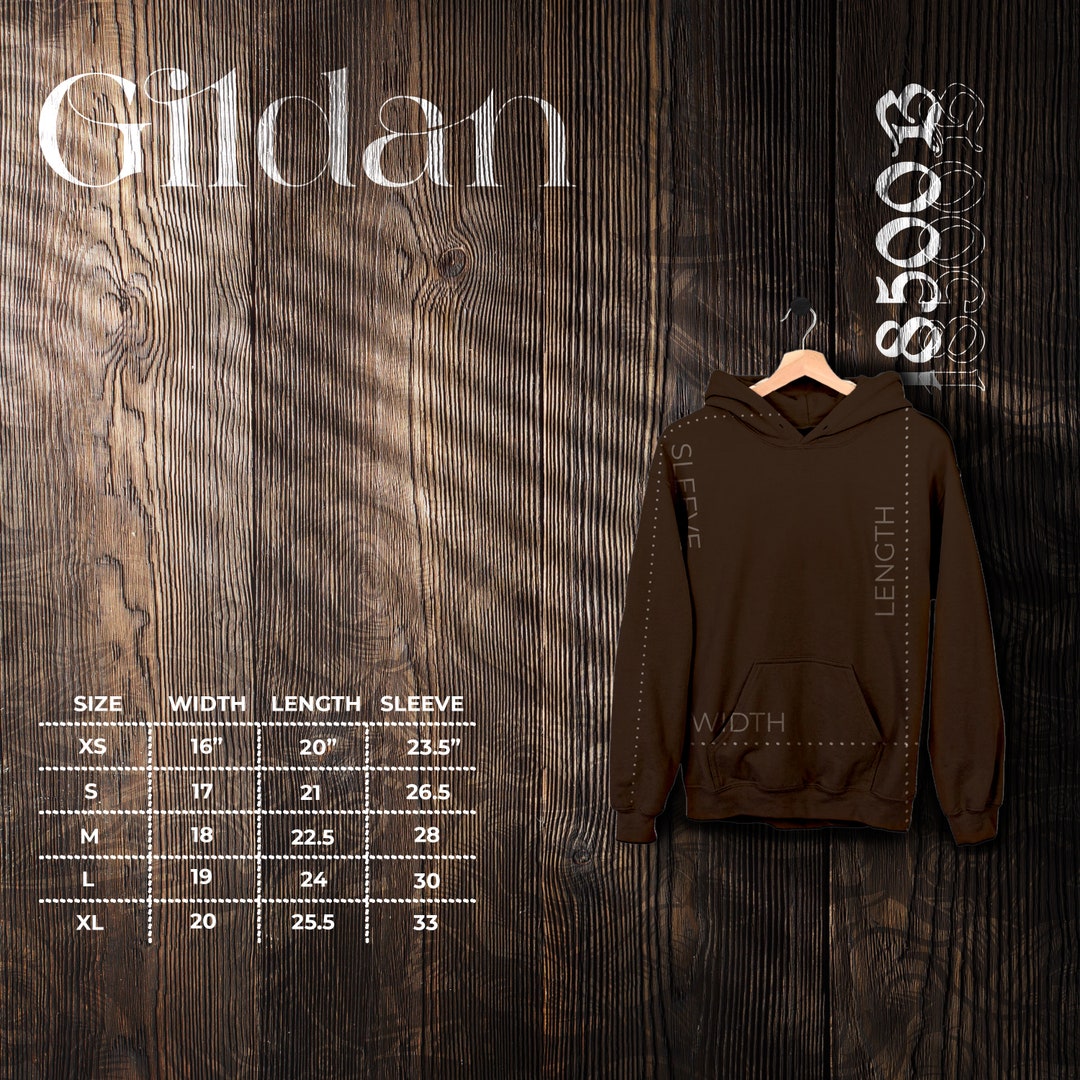 Gildan 18500B Size Chart, Wooden Effect, Gildan 18500B Mockup, Color