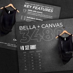 Bella canvas 3480 size chart and key features bundle, About This Shirt Listing File, Downloadable washing instructions