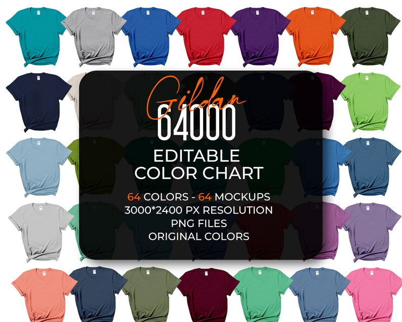 2023 New Color Gildan 64000 Color Chart Gildan 64000 Mockup - Etsy