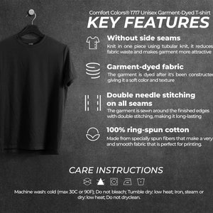 Comfort Farben 1717 About This Shirt Listing File, 1717 Größentabelle, Herunterladbare Waschanleitungen und Materialinfo
