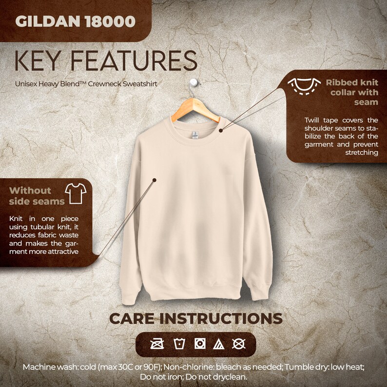 Gildan 18000 Size Chart and Color Chart, Key Features Listing Files ...