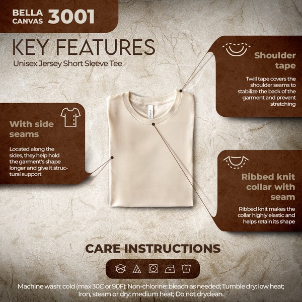 Bella Canvas 3001 neue Saison Materialinfo, Bella Canvas 3001 Über diese Sweatshirt Listing File, 3001 Waschkarte, 3001 Größentabelle,
