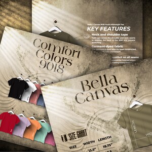 Kit de loja Comfort Colors 9018, tabela de tamanhos e tabela de cores, pacote de arquivos de listagem de recursos principais, pacote Deer, edição profissional