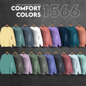 Carta de colores Comfort Colors 1566, archivos completamente editables, carta de maquetas de camisetas para impresión bajo demanda, carta de colores Printful