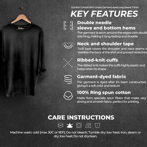 Comfort Colors 6014 Acerca de este archivo de listado de camisas, tabla de tallas de Comfort Colors, instrucciones de lavado descargables e información sobre el material