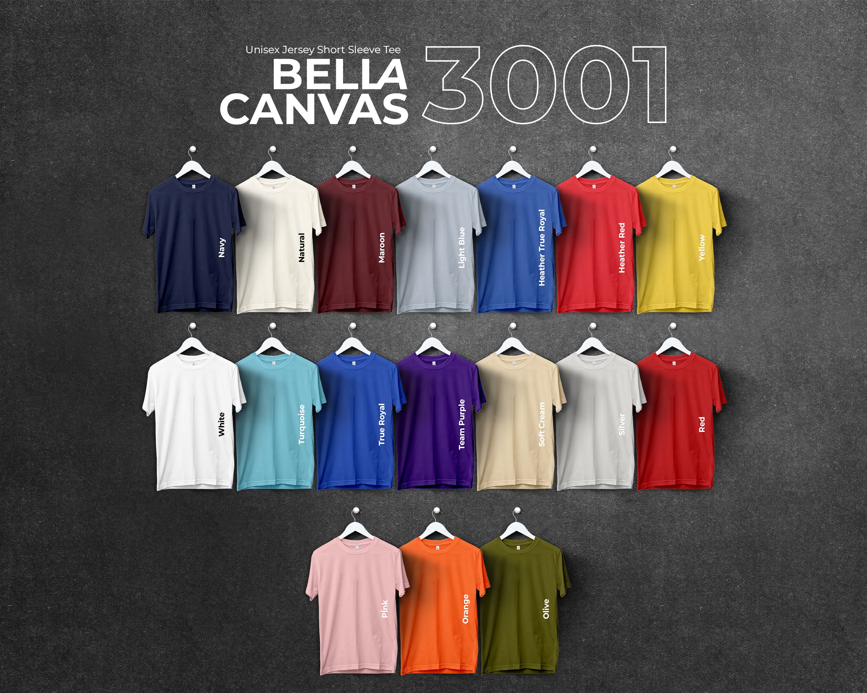 Bella Canvas 3001 Color Chart Full Editable Files Heather - Etsy