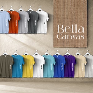 Carta de colores Bella Canvas 3001, archivos editables completos, nueva temporada, carta de maquetas de camisetas para impresión bajo demanda, carta de colores impresa