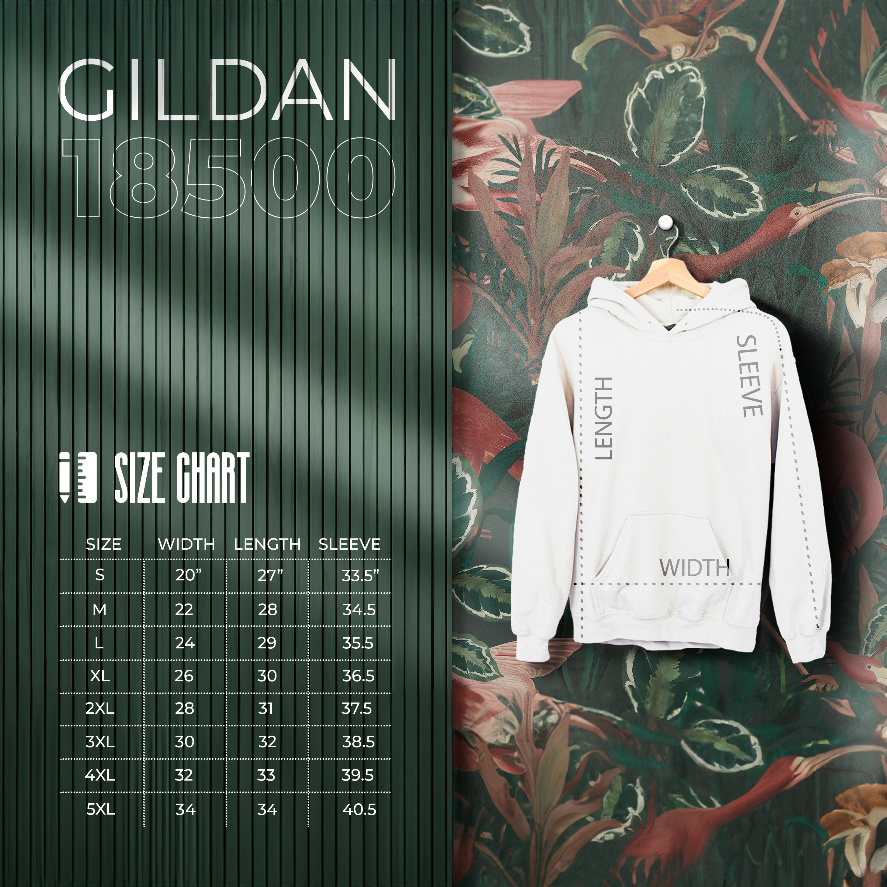Gildan 18500B Size Chart, Patterneffect, Gildan 18500B Mockup, Color