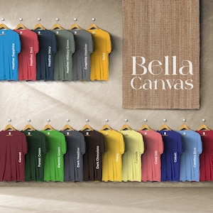Carta de colores Gildan 5000 New Season, archivos editables completos, carta de maquetas de camisetas para impresión bajo demanda, carta de colores Printful