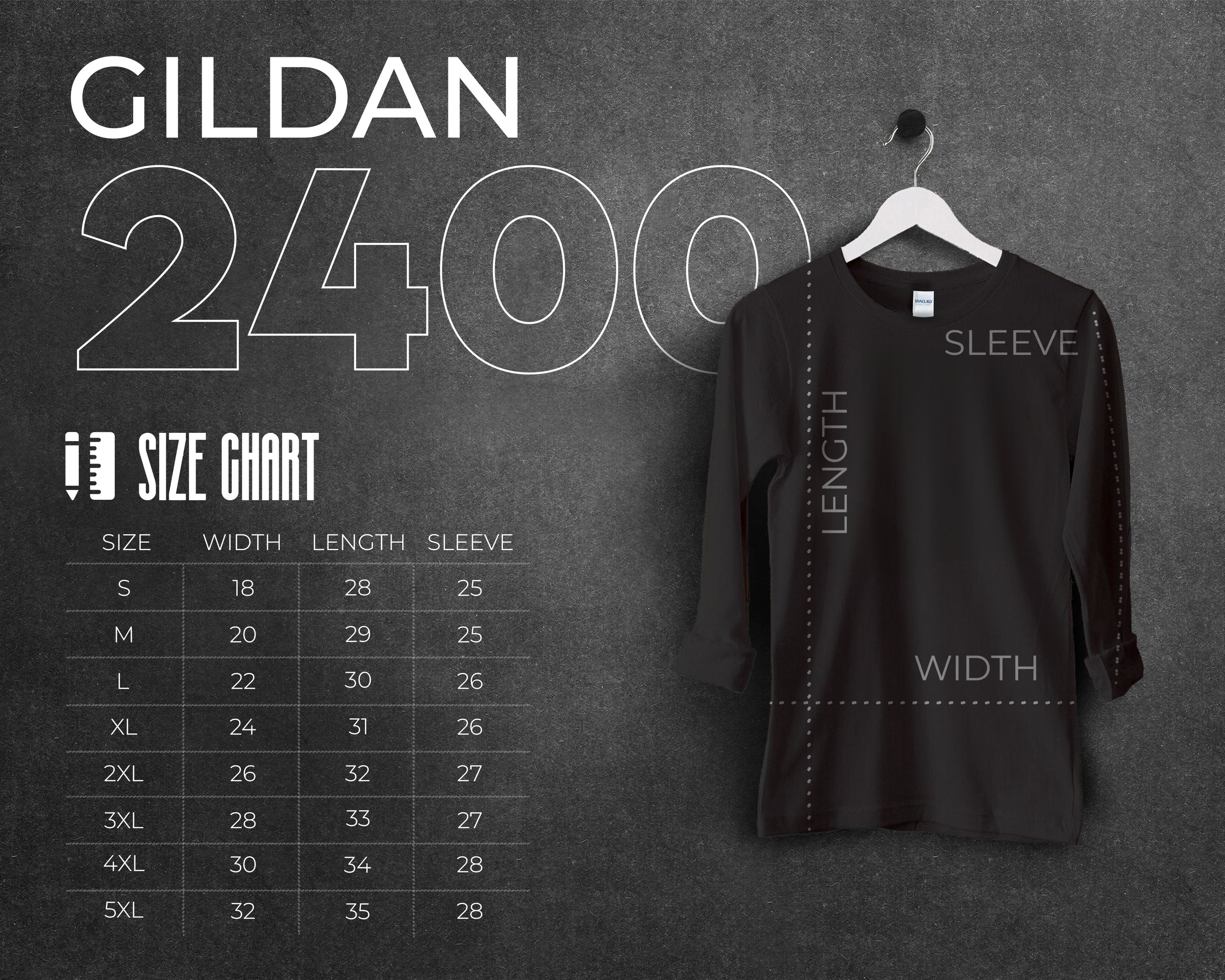 Gildan 2400 Size Chart, T Shirt Measurements, 2400 Size Chart, Unisex ...