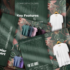 Kit de loja Comfort Colors 1717, tabela de tamanhos e tabela de cores, pacote de arquivos de listagem de recursos principais, pacote Patten, edição profissional, fácil de editar