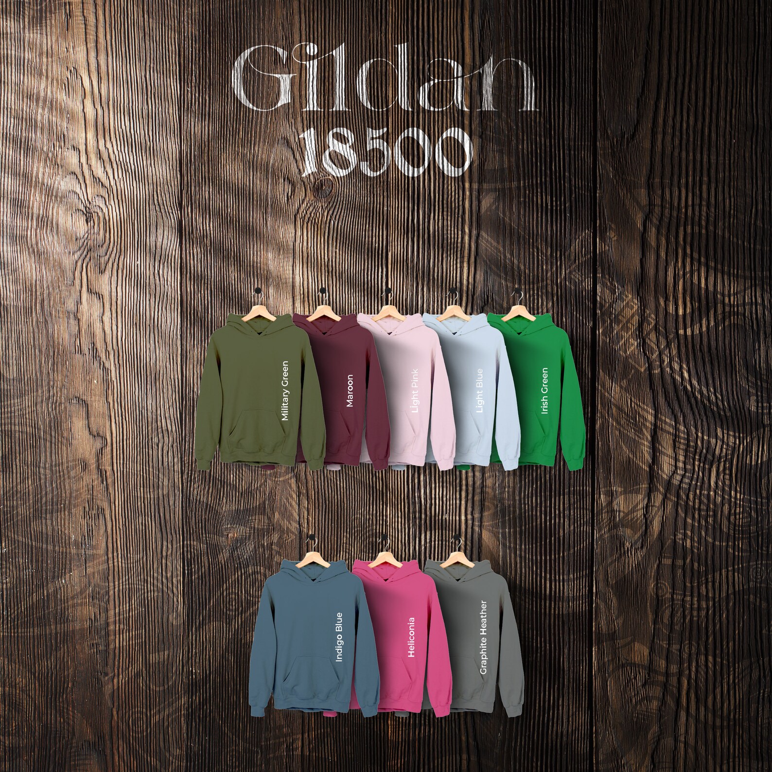 Gildan 18500 Color Chart, Full Editable Files, Heather Mauve Hoodie