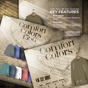 Kit de loja Comfort Colors 1717, tabela de tamanhos e tabela de cores, pacote de arquivos de listagem de recursos principais, pacote Deer, edição profissional, fácil de editar