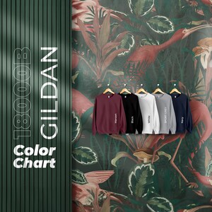 Carta de colores Gildan 18000B, archivos editables completos, efecto de patrón, carta de maquetas de sudaderas para impresión bajo demanda, carta de colores Printful