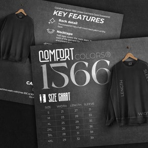Komfortfarben 1566 Größentabelle und wichtige Merkmale bündeln, Über diese Shirt-Auflistungsdatei, herunterladbare Waschanleitung