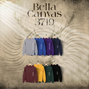 Carta de colores Bella Canvas 3719 Deer Effect, archivos editables completos, gráfico de maqueta con capucha Heather Mauve para impresión bajo demanda, colores impresos