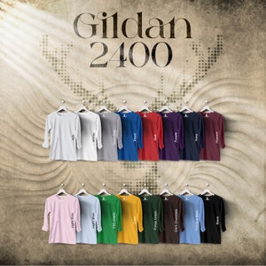 Carta de colores Gildan 2400 Deer Effect, archivos editables completos, carta de maquetas de camisetas para impresión bajo demanda, carta de colores impresa