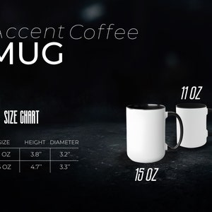 Tabla de tamaños de taza 11, maqueta de taza de café con acento de 15 oz, tamaño para taza de té de cerámica, medida de maqueta para impresión impresa bajo demanda