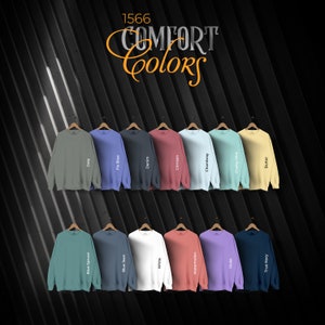 Comfort Colors 1566 Efecto techo, carta de colores, archivos completamente editables, carta de maquetas de camisetas para impresión bajo demanda, carta de colores Printful